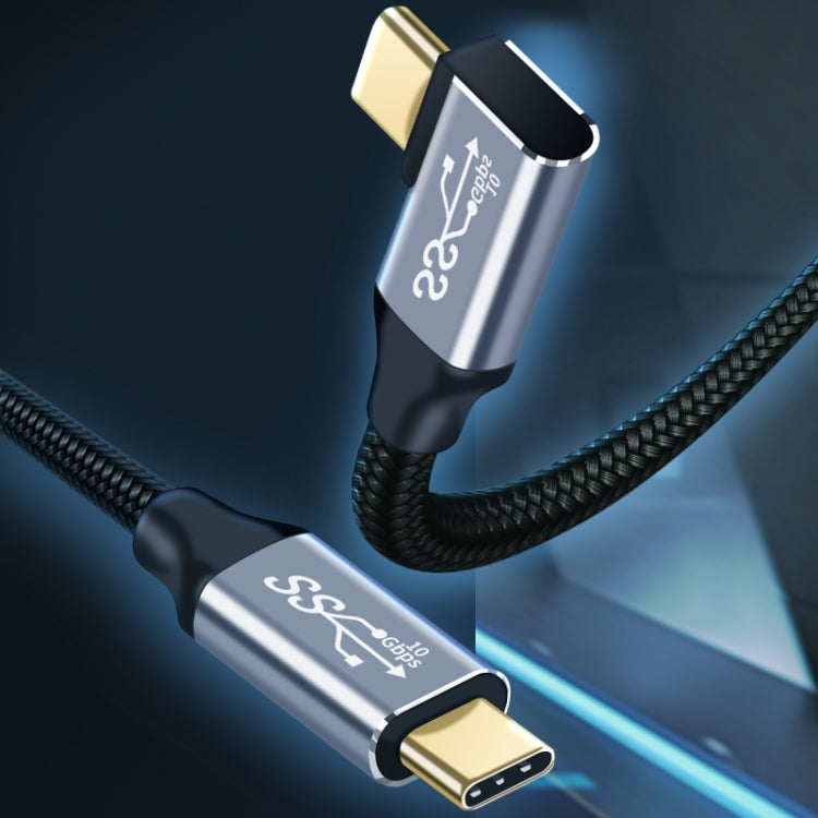 Cabo de Transmissão de Dados e Carregamento USB-C / Type-C Macho Reto para Macho com Cotovelo 10Gbps, 50cm, 1m, 1.5m, 2m, 3m