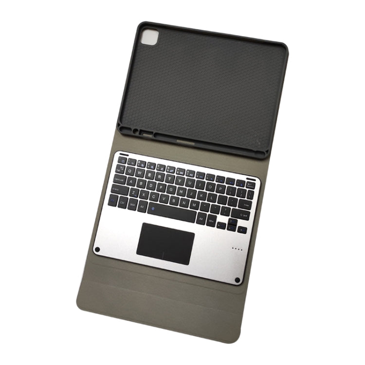 RK11L Teclado Bluetooth com Touch em Liga de Alumínio com Flip Horizontal Capa de Couro para iPad Pro 11 2020 / 2018 com Suporte e Suporte para Caneta