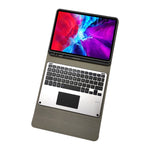 RK11L Teclado Bluetooth com Touch em Liga de Alumínio com Flip Horizontal Capa de Couro para iPad Pro 11 2020 / 2018 com Suporte e Suporte para Caneta