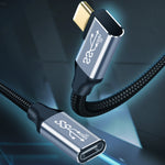 Cabo de Extensão de Transmissão de Dados e Carregamento USB-C / Type-C Fêmea para Macho com Cotovelo 10Gbps, 1.5m, 2m, 3m
