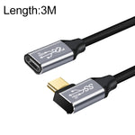 Cabo de Extensão de Transmissão de Dados e Carregamento USB-C / Type-C Fêmea para Macho com Cotovelo 10Gbps, 1.5m, 2m, 3m