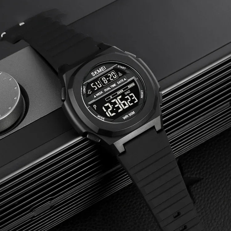 Relógio Eletrónico SKMEI 1821 com Correia de Silicone e Fivela em Aço Inoxidável