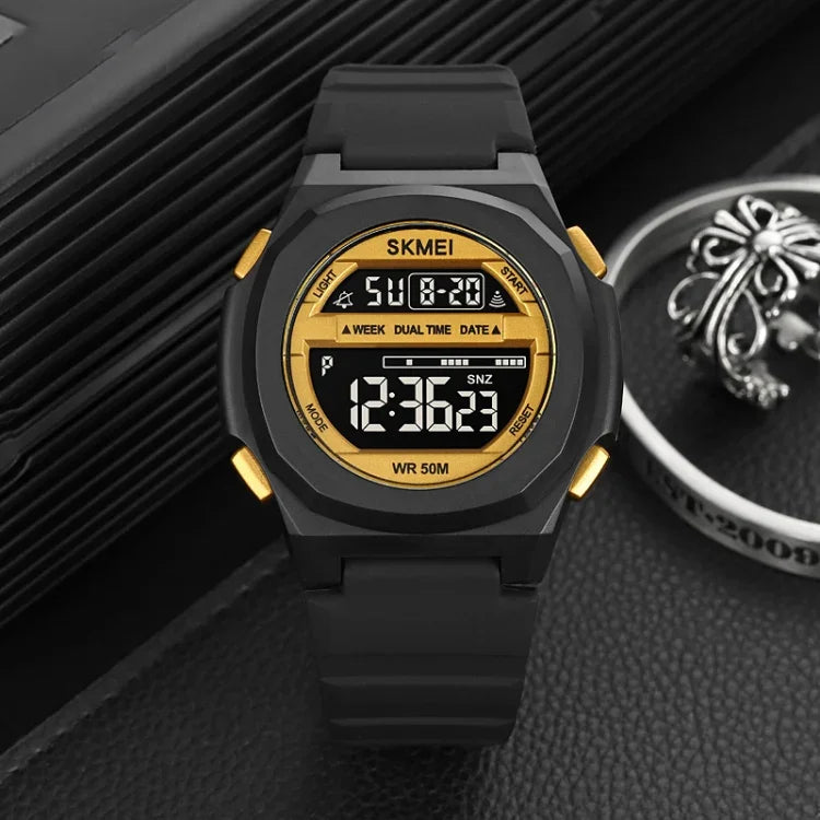 Relógio Eletrónico SKMEI 1821 com Correia de Silicone e Fivela em Aço Inoxidável