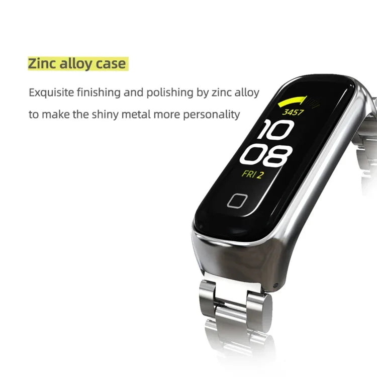 MIJOBS Three-bead Metal Stainless Steel Watch Band, For Samsung Galaxy Fit 2