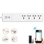 Regua de Energia Inteligente SM-SO306-M com 4 Orifícios + 2 USB, ZigBee 10A, ZigBee 16A, WiFi 10A, WiFi 16A