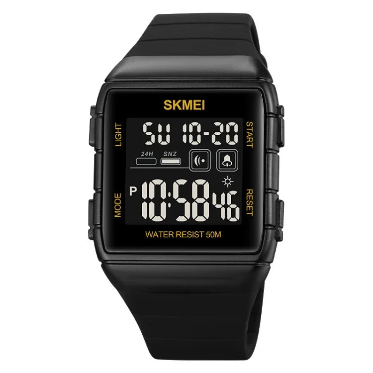 Relógio Eletrónico à Prova de Água SKMEI 1960 com Correia de Silicone e Fivela em Aço Inoxidável, 1960 Preto Dourado, 1960 Máquina Preto e Branco, 1960 Máquina Preto e Preto, 1960 Azul