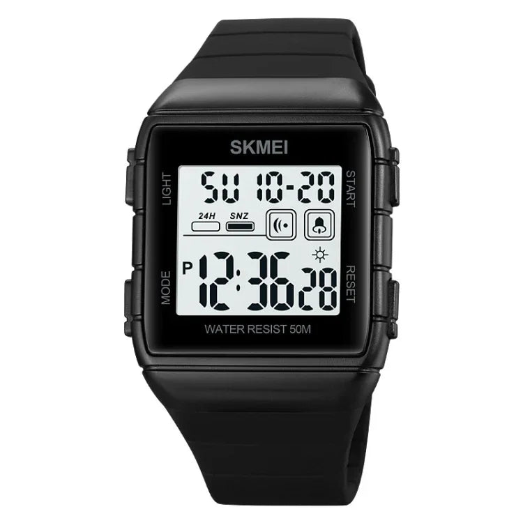 Relógio Eletrónico à Prova de Água SKMEI 1960 com Correia de Silicone e Fivela em Aço Inoxidável, 1960 Preto Dourado, 1960 Máquina Preto e Branco, 1960 Máquina Preto e Preto, 1960 Azul