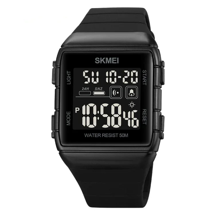 Relógio Eletrónico à Prova de Água SKMEI 1960 com Correia de Silicone e Fivela em Aço Inoxidável, 1960 Preto Dourado, 1960 Máquina Preto e Branco, 1960 Máquina Preto e Preto, 1960 Azul