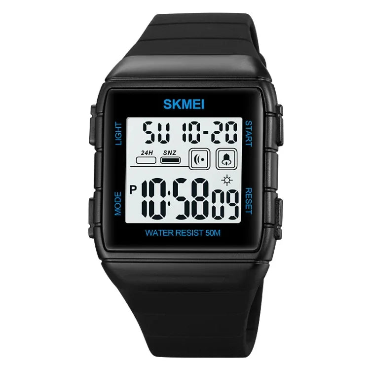 Relógio Eletrónico à Prova de Água SKMEI 1960 com Correia de Silicone e Fivela em Aço Inoxidável, 1960 Preto Dourado, 1960 Máquina Preto e Branco, 1960 Máquina Preto e Preto, 1960 Azul