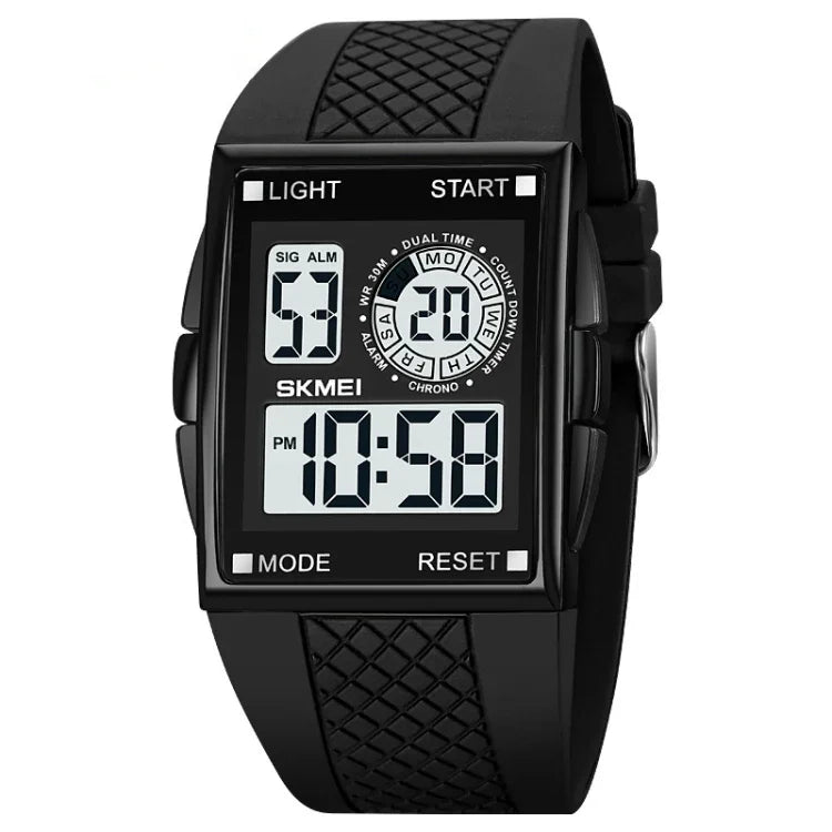 SKMEI 1967 Stainless Steel Buckle PU Strap Waterproof Electronic Watch