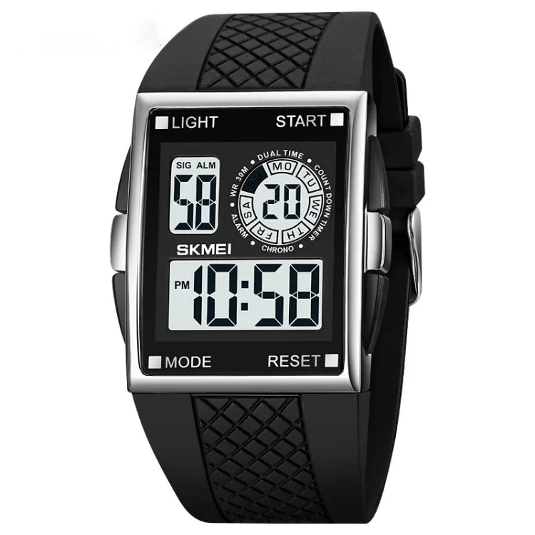 SKMEI 1967 Stainless Steel Buckle PU Strap Waterproof Electronic Watch