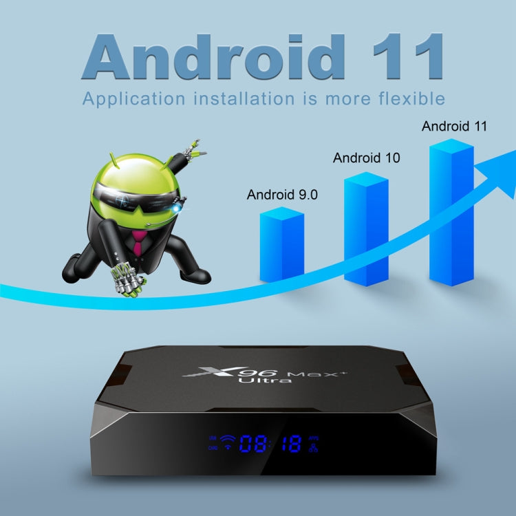 H96 Max+ Ultra 4GB+32GB Amlogic S905X4 Caixa TV Inteligente 8K Android 11.0 Media Player, 4GB+32GB, Ficha UK, 4GB+32GB, Ficha US, 4GB+32GB, Ficha EU, 4GB+32GB, Ficha AU