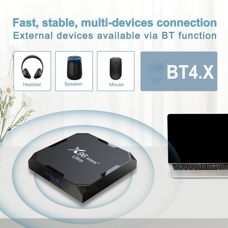 H96 Max+ Ultra 4GB+32GB Amlogic S905X4 Caixa TV Inteligente 8K Android 11.0 Media Player, 4GB+32GB, Ficha UK, 4GB+32GB, Ficha US, 4GB+32GB, Ficha EU, 4GB+32GB, Ficha AU