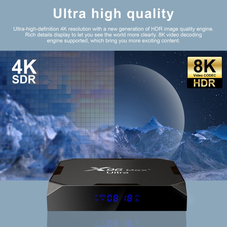 H96 Max+ Ultra 4GB+32GB Amlogic S905X4 Caixa TV Inteligente 8K Android 11.0 Media Player, 4GB+32GB, Ficha UK, 4GB+32GB, Ficha US, 4GB+32GB, Ficha EU, 4GB+32GB, Ficha AU