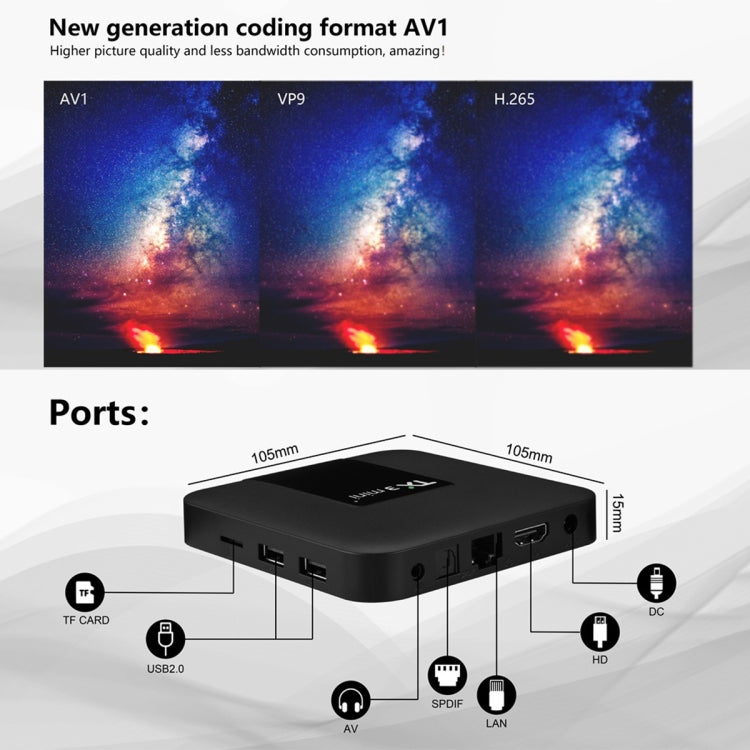 TX3 mini+ Android 11.0 Smart TV Box, Amlogic S905W2 Quad Core, TX3 mini+, 2GB+16GB, WiFi 2.4GHz, TX3 mini+, 2GB+16GB, WiFi 2.4GHz / 5GHz, TX3 mini+, 4GB+32GB, WiFi 2.4GHz / 5GHz, TX3 mini+, 4GB+64GB, WiFi 2.4GHz / 5GHz