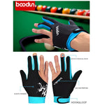 BOODUN M050912 Luvas finas e respiráveis para bilhar de três dedos para homens e mulheres, M, L