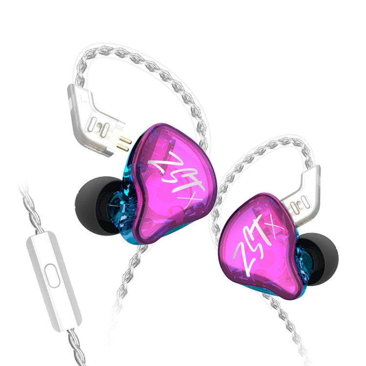 KZ-ZST X Auscultadores intra-auriculares com cancelamento de ruído com driver híbrido de ferro em anel, com microfone, sem microfone
