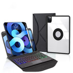 Capa de Couro com Teclado Bluetooth, Touchpad, Retroiluminação e Slot para Caneta Z11B-AS, para iPad Pro 11 2021/2020/2018, para iPad Air 11 2025 / 2024 / Air 5 / Air 4, para iPad 10.2 2021/2020/2019