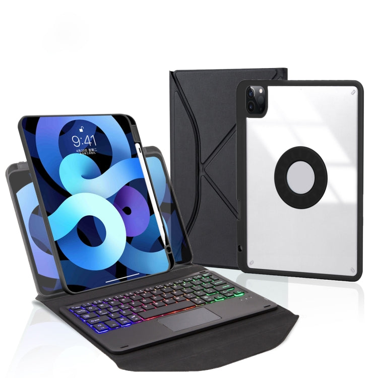 Capa de Couro com Teclado Bluetooth, Touchpad, Retroiluminação e Slot para Caneta Z11B-AS, para iPad Pro 11 2021/2020/2018, para iPad Air 11 2025 / 2024 / Air 5 / Air 4, para iPad 10.2 2021/2020/2019
