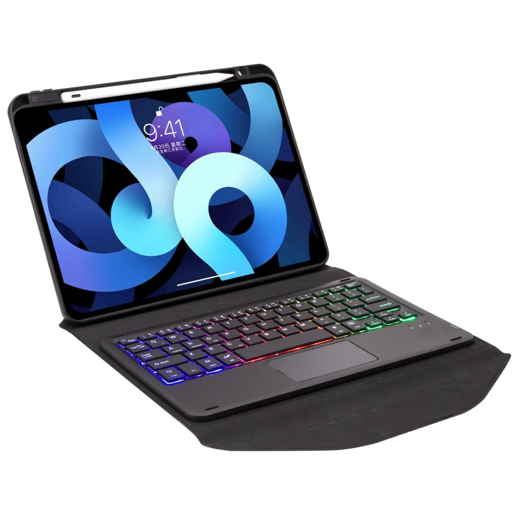 Capa de Couro com Teclado Bluetooth, Touchpad, Retroiluminação e Slot para Caneta Z11B-AS, para iPad Pro 11 2021/2020/2018, para iPad Air 11 2025 / 2024 / Air 5 / Air 4, para iPad 10.2 2021/2020/2019