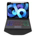 Capa de Couro com Teclado Bluetooth, Touchpad, Retroiluminação e Slot para Caneta Z11B-AS, para iPad Pro 11 2021/2020/2018, para iPad Air 11 2025 / 2024 / Air 5 / Air 4, para iPad 10.2 2021/2020/2019