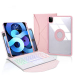 Capa de Couro com Teclado Bluetooth, Touchpad, Retroiluminação e Slot para Caneta Z11B-AS, para iPad Pro 11 2021/2020/2018, para iPad Air 11 2025 / 2024 / Air 5 / Air 4, para iPad 10.2 2021/2020/2019