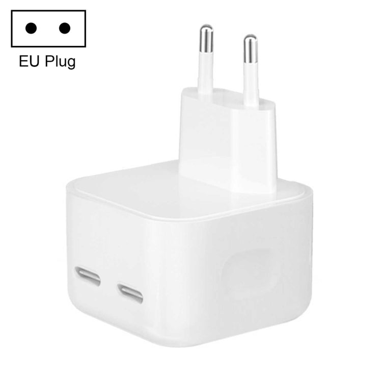 Carregador PD 50W com Duas Portas USB-C / Type-C, PD 50W Ficha UE, PD 50W Ficha EUA