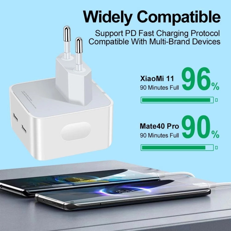 Carregador PD 50W com Duas Portas USB-C / Type-C, PD 50W Ficha UE, PD 50W Ficha EUA