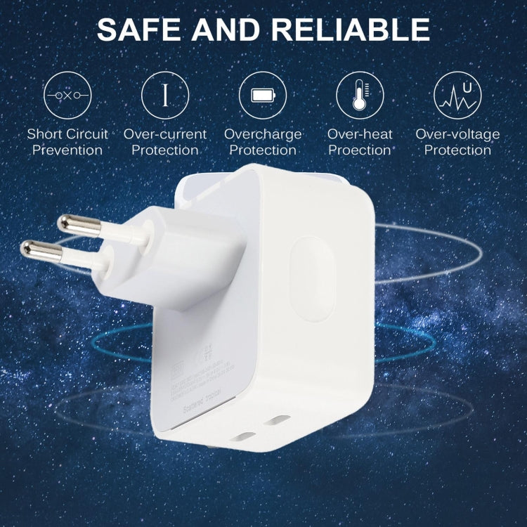 Carregador PD 50W com Duas Portas USB-C / Type-C, PD 50W Ficha UE, PD 50W Ficha EUA