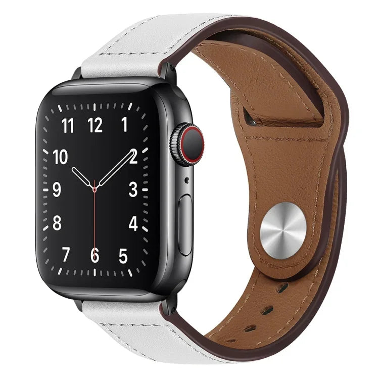 Correia de relógio em pele PU preta com fivela para Apple Watch Series, 7 45mm / 6&SE&5&4 44mm / 3&2&1 42mm, 7 41mm / 6&SE&5&4 40mm / 3&2&1 38mm