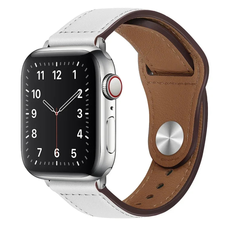 Correia de relógio em pele PU com fivela prateada para Apple Watch Series, 7 45mm / 6&SE&5&4 44mm / 3&2&1 42mm, 7 41mm / 6&SE&5&4 40mm / 3&2&1 38mm