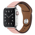 PU Leather Silver Buckle Watch Band For Apple Watch Series, 7 45mm / 6&SE&5&4 44mm / 3&2&1 42mm, 7 41mm / 6&SE&5&4 40mm / 3&2&1 38mm