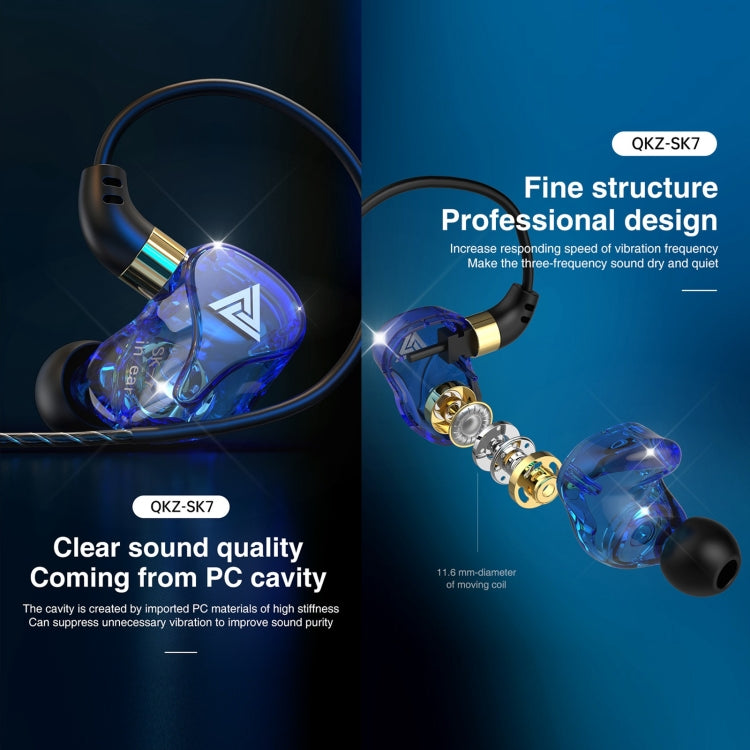 QKZ SK7 Auricular desportivo intra-auricular com driver de cobre e ficha de 3,5 mm, estéreo HiFi com microfone