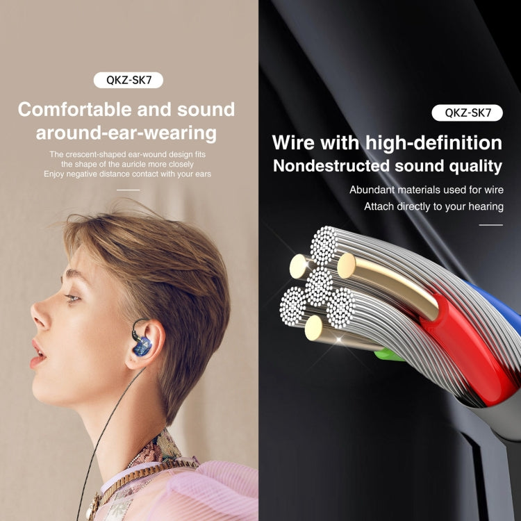 QKZ SK7 Auricular desportivo intra-auricular com driver de cobre e ficha de 3,5 mm, estéreo HiFi com microfone