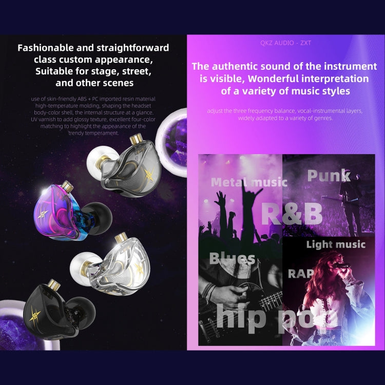 QKZ ZXT Auricular desportivo intra-auricular com fio, controlo e ficha, monitor de palco estéreo HiFi, versão standard, com microfone
