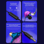 QKZ ZXT Auricular desportivo intra-auricular com fio, controlo e ficha, monitor de palco estéreo HiFi, versão standard, com microfone