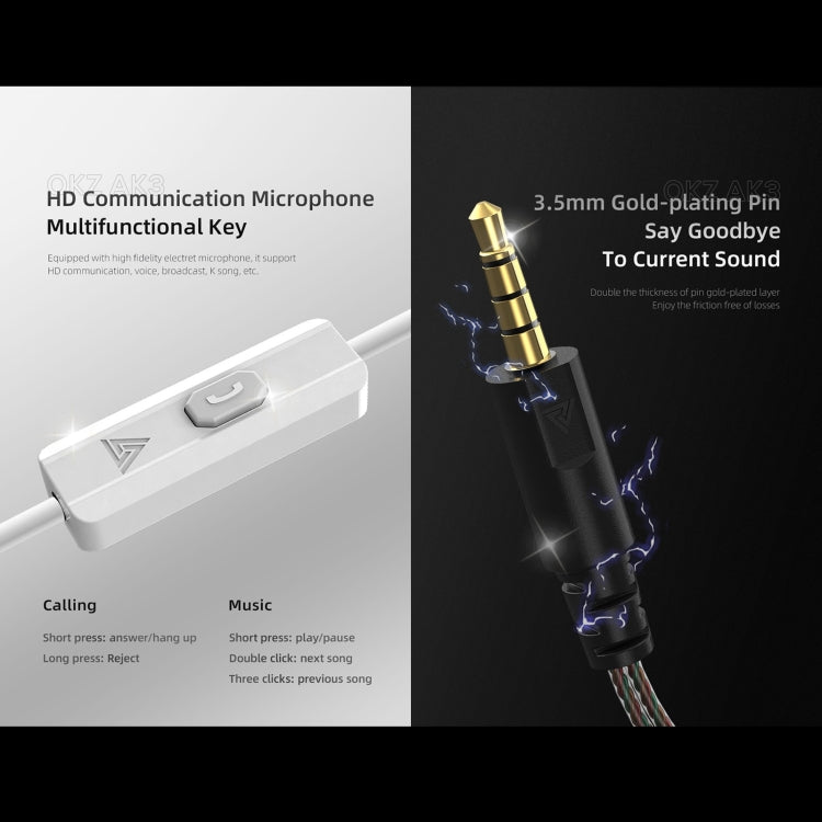 QKZ AK3 FiLe Auricular In-ear Subwoofer com Controlo por Fios e Microfone