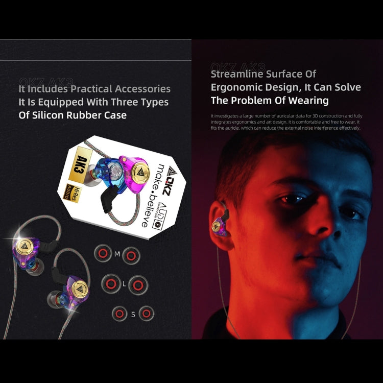 QKZ AK3 FiLe Auricular In-ear Subwoofer com Controlo por Fios e Microfone