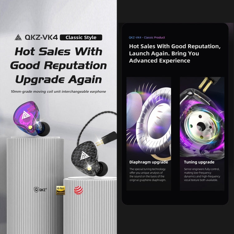 QKZ VK4 Auricular In-ear Subwoofer HiFi com Controlo por Fios e Microfone