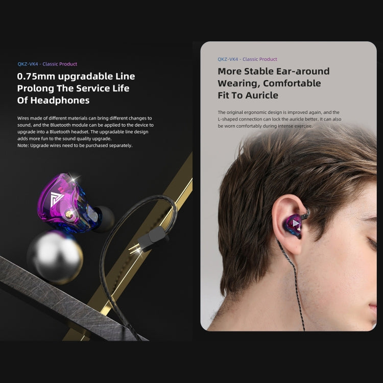 QKZ VK4 Auricular In-ear Subwoofer HiFi com Controlo por Fios e Microfone