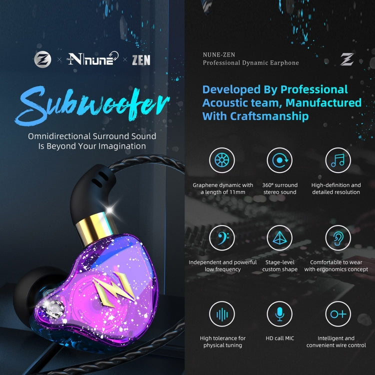 QKZ ZEN Auricular In-ear Subwoofer com Controlo por Fios para Música, Corrida e Desporto, com Microfone