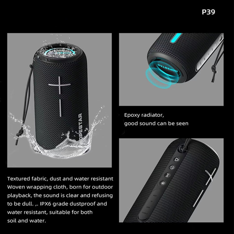 HOPESTAR P39 Altifalante Bluetooth Sem Fios Resistente à Água com Luz RGB para Exterior