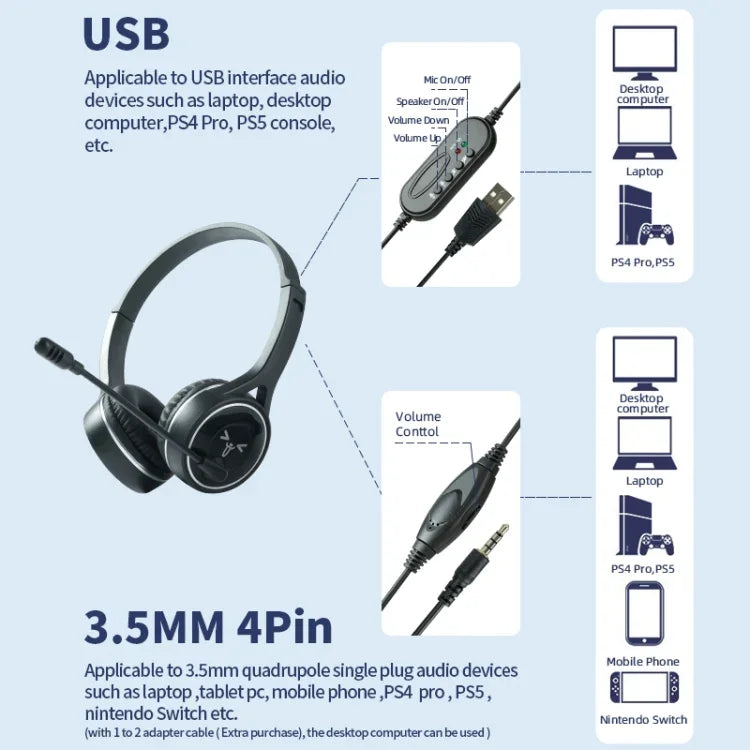 SOYTO SY-G30C Auscultadores Gaming Ergonómicos com Microfone Longo, Cancelamento de Ruído e Fio, 3,5mm