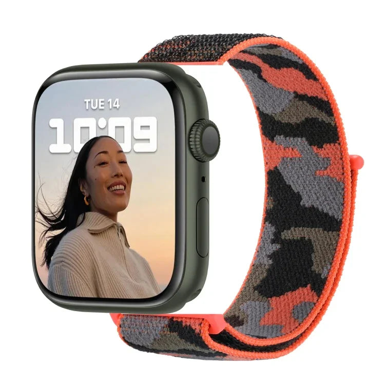 Correia de relógio com laço em nylon para Apple Watch Series, 7 45mm / 6&SE&5&4 44mm / 3&2&1 42mm, 7 41mm / 6&SE&5&4 40mm / 3&2&1 38mm