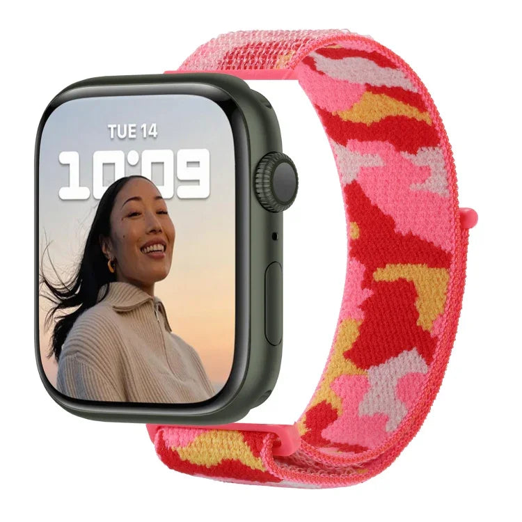 Nylon Loop Watch Band For Apple Watch Series, 7 45mm / 6&SE&5&4 44mm / 3&2&1 42mm, 7 41mm / 6&SE&5&4 40mm / 3&2&1 38mm