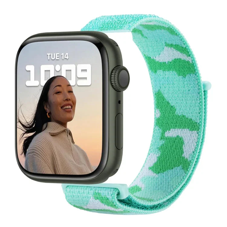 Nylon Loop Watch Band For Apple Watch Series, 7 45mm / 6&SE&5&4 44mm / 3&2&1 42mm, 7 41mm / 6&SE&5&4 40mm / 3&2&1 38mm