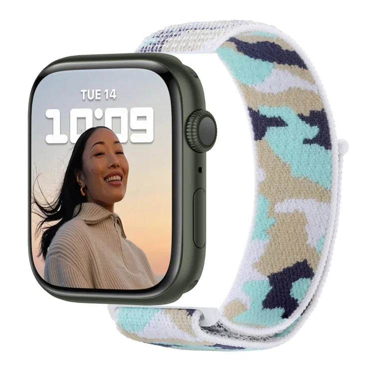 Nylon Loop Watch Band For Apple Watch Series, 7 45mm / 6&SE&5&4 44mm / 3&2&1 42mm, 7 41mm / 6&SE&5&4 40mm / 3&2&1 38mm