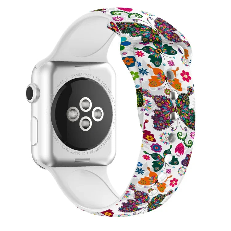Pulseira de Relógio com Impressão de Unha Única para Apple Watch Series, 7 45mm / 6&SE&5&4 44mm / 3&2&1 42mm, 7 41mm / 6&SE&5&4 40mm / 3&2&1 38mm