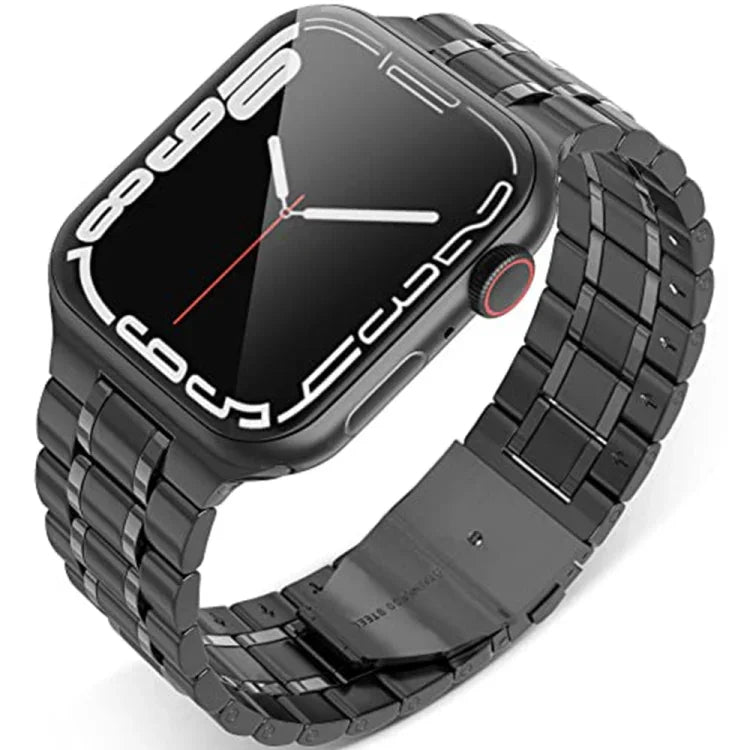 Pulseira de Relógio em Aço Inoxidável com 5 Contas para Apple Watch Series, 7 45mm / 6&SE&5&4 44mm / 3&2&1 42mm, 7 41mm / 6&SE&5&4 40mm / 3&2&1 38mm