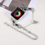 Pulseira de Relógio em Aço Inoxidável com Dupla Corrente e 2 Contas para Apple Watch Series, 7 45mm / 6&SE&5&4 44mm / 3&2&1 42mm, 7 41mm / 6&SE&5&4 40mm / 3&2&1 38mm